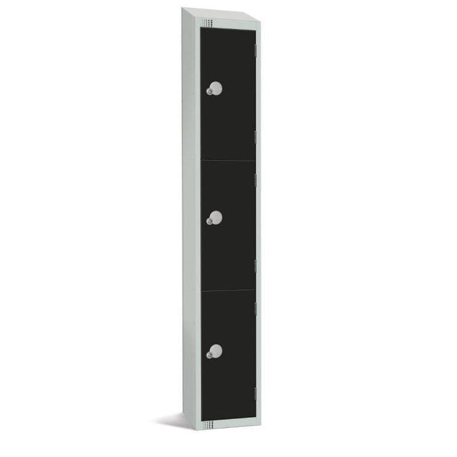 GR686-CS Elite Three Door Camlock Locker with Sloping Top Black JD Catering Equipment Solutions Ltd