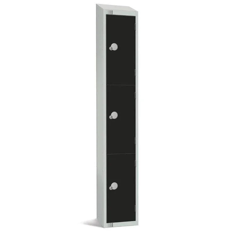 GR686-CS Elite Three Door Camlock Locker with Sloping Top Black - JD Catering Equipment Solutions Ltd