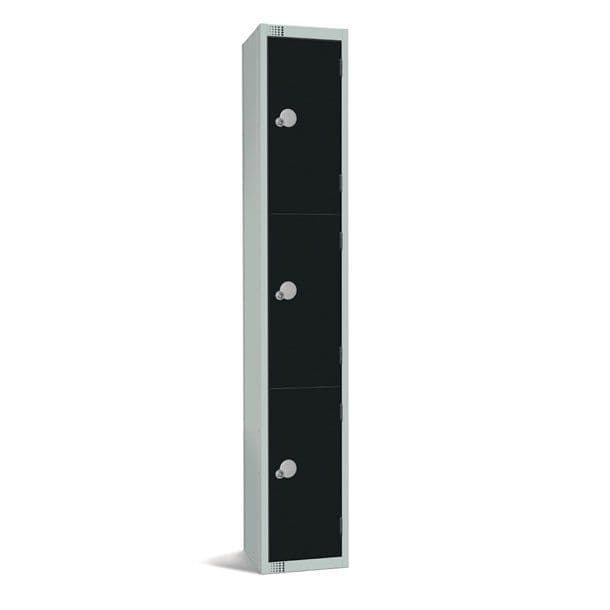 GR686-PS Elite Three Door Padlock Locker Black with Sloping Top JD Catering Equipment Solutions Ltd