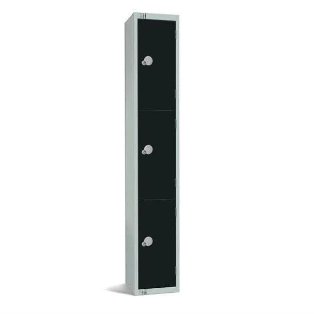 GR686-PS Elite Three Door Padlock Locker Black with Sloping Top - JD Catering Equipment Solutions Ltd