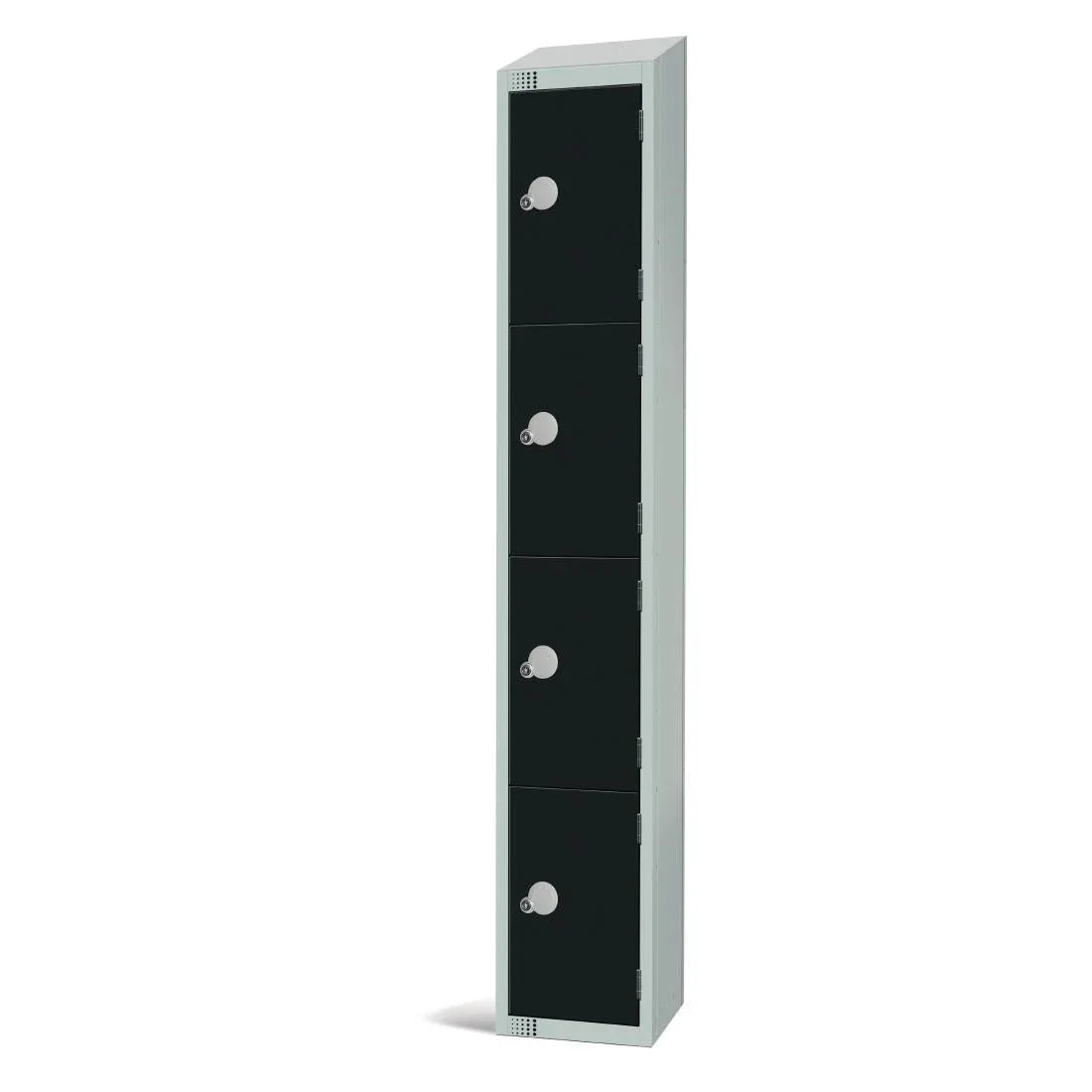 GR687-PS Elite Four Door Padlock Locker Black with Sloping Top - JD Catering Equipment Solutions Ltd