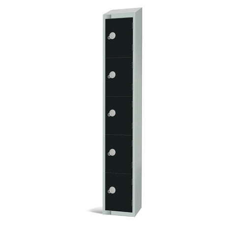 GR688-CS Elite Five Door Camlock Locker with Sloping Top Black JD Catering Equipment Solutions Ltd