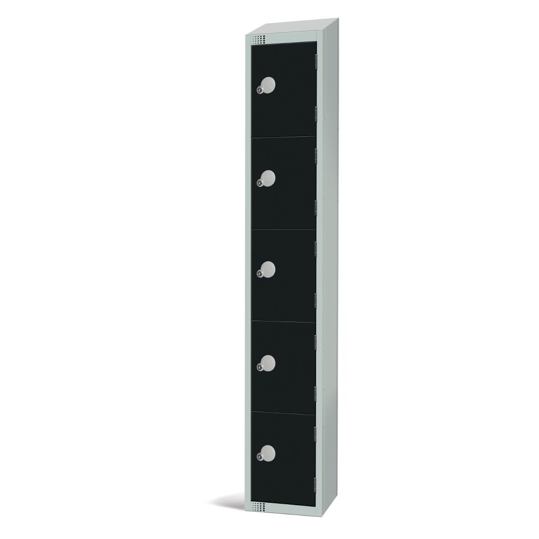 GR688-ELS Elite Five Door Electronic Combination Locker with Sloping Top Black JD Catering Equipment Solutions Ltd