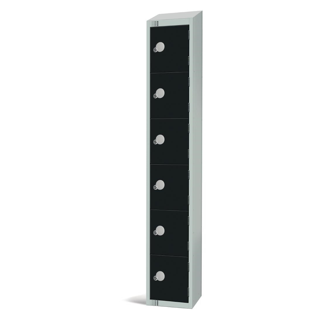 GR689-CLS Elite Six Door Manual Combination Locker Locker Black with sloping top JD Catering Equipment Solutions Ltd