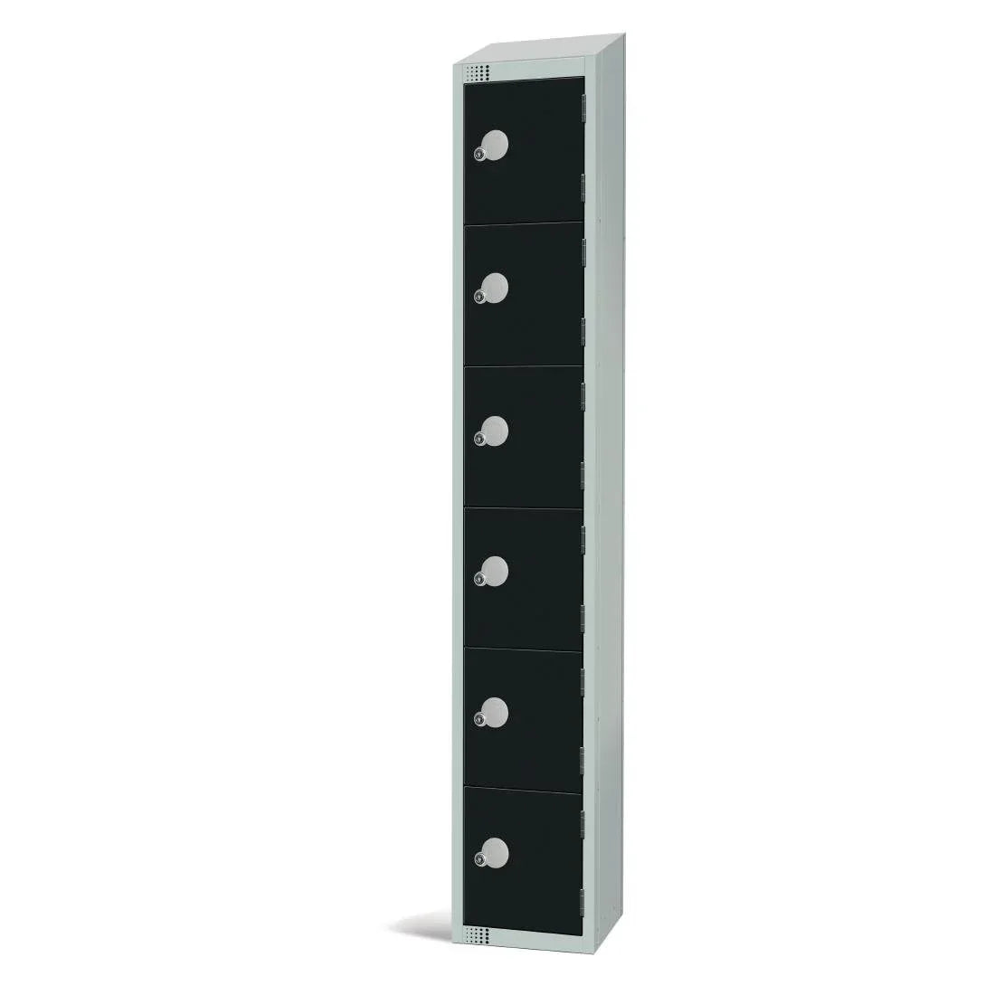 GR689-CNS Elite Six Door Coin Return Locker with Sloping Top Black JD Catering Equipment Solutions Ltd