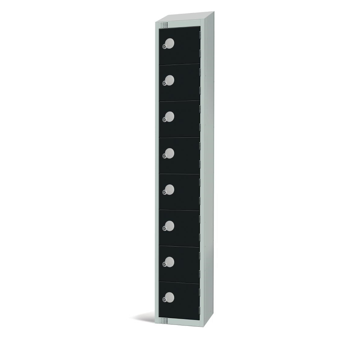 GR690-CNS Elite Eight Door Coin Return Locker with Sloping Top Black JD Catering Equipment Solutions Ltd