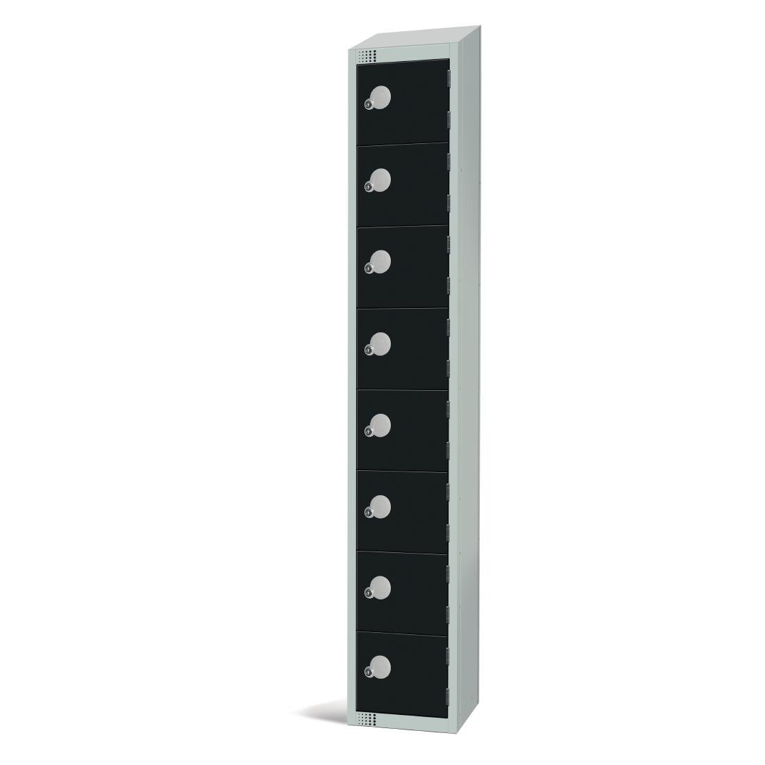 GR690-CS Elite Eight Door Camlock Locker with Sloping Top Black JD Catering Equipment Solutions Ltd