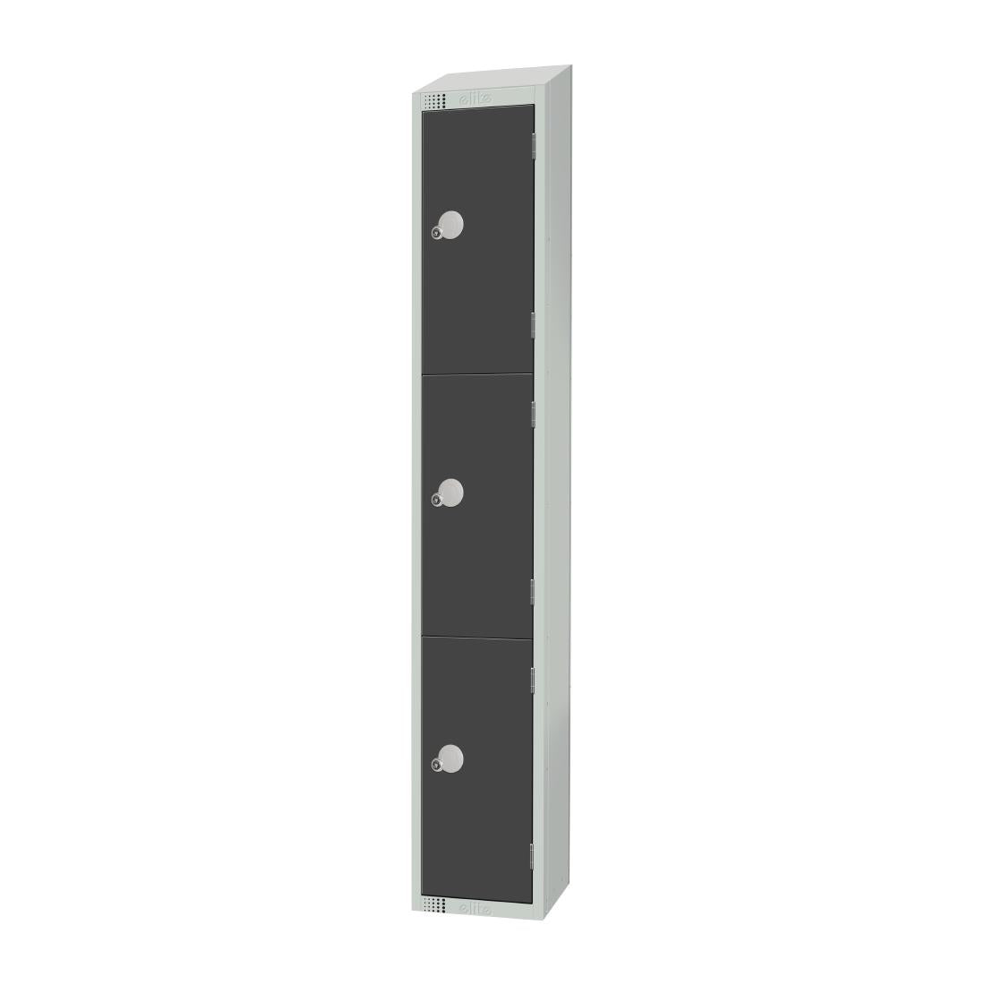 GR693-PS Elite Three Door Padlock Locker Graphite Grey with Sloping Top JD Catering Equipment Solutions Ltd