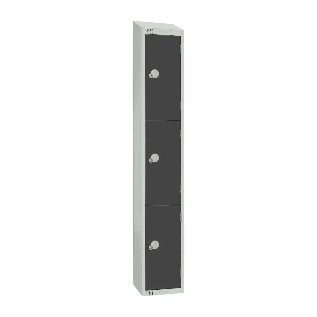 GR693-PS Elite Three Door Padlock Locker Graphite Grey with Sloping Top - JD Catering Equipment Solutions Ltd