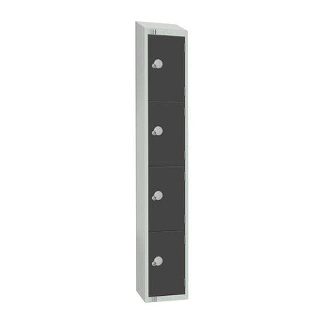 GR694-CNS Elite Four Door Coin Return Locker with Sloping Top Graphite Grey JD Catering Equipment Solutions Ltd