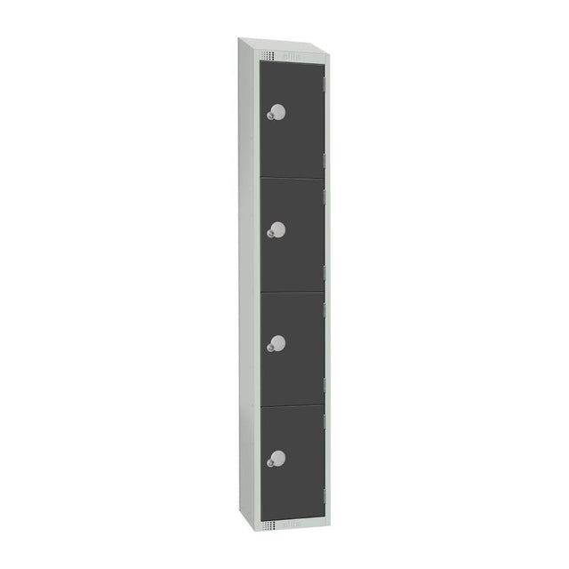 GR694-PS Elite Four Door Padlock Locker with Sloping Top Graphite Grey JD Catering Equipment Solutions Ltd
