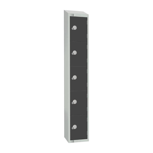 GR695-CS Elite Five Door Camlock Locker with Sloping Top Graphite Grey JD Catering Equipment Solutions Ltd