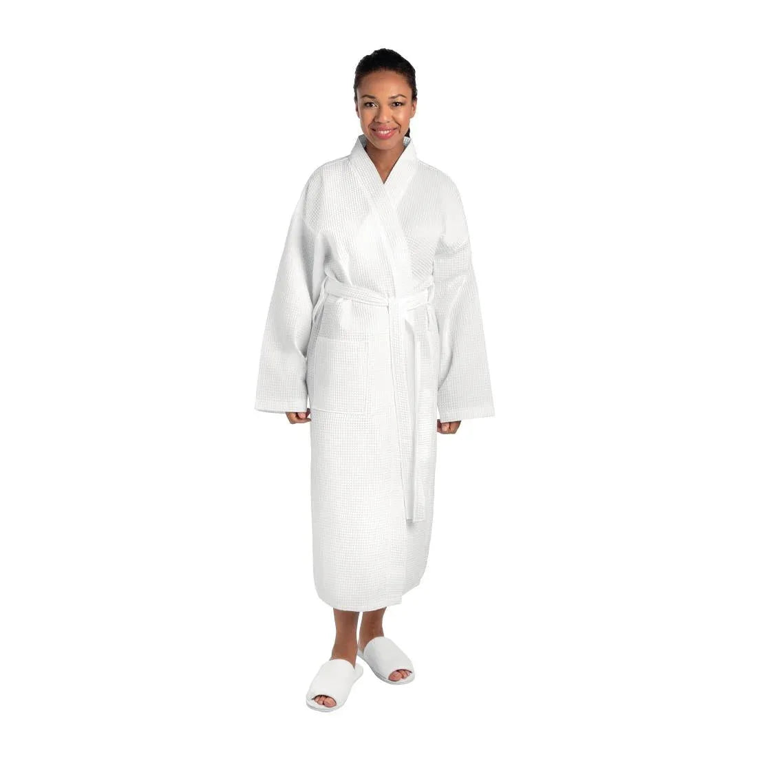 GT737-L Mitre Essentials Honeycomb Bathrobe White Large - JD Catering Equipment Solutions Ltd