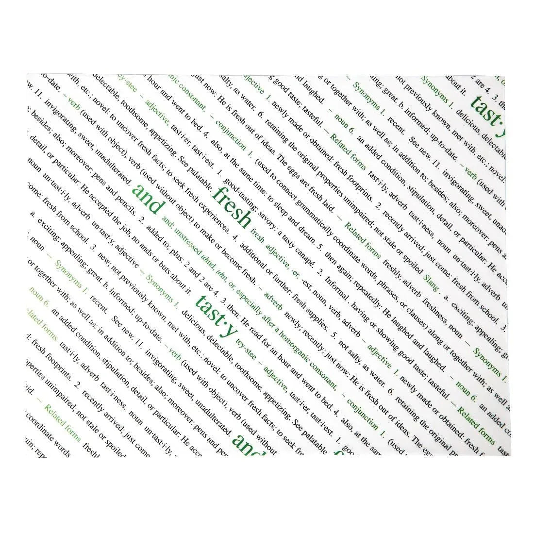 GK975 Greaseproof Paper Sheets Fresh and Tasty Print 255 x 203mm (Pack of 500) - JD Catering Equipment Solutions Ltd