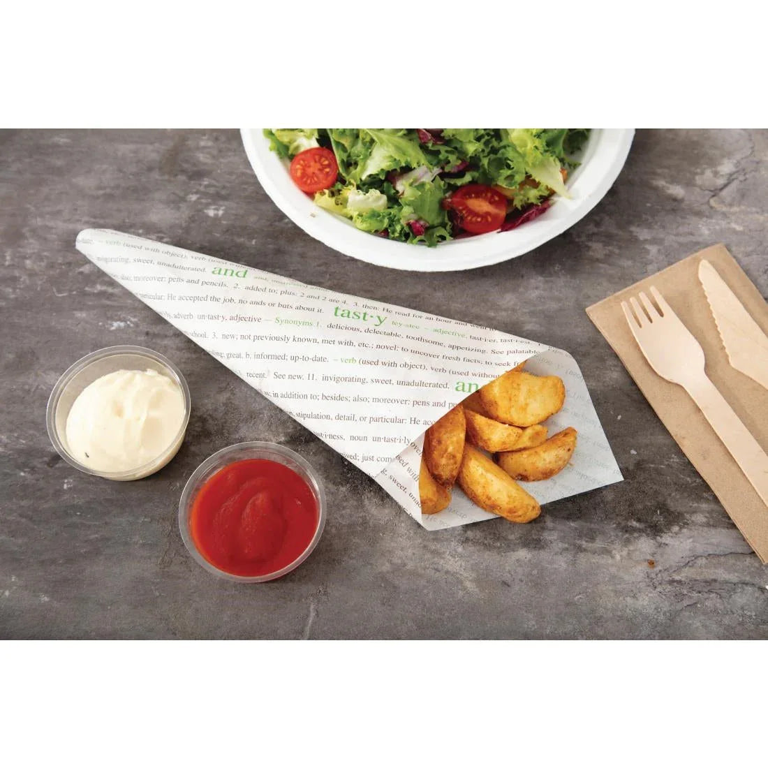 GK975 Greaseproof Paper Sheets Fresh and Tasty Print 255 x 203mm (Pack of 500) - JD Catering Equipment Solutions Ltd