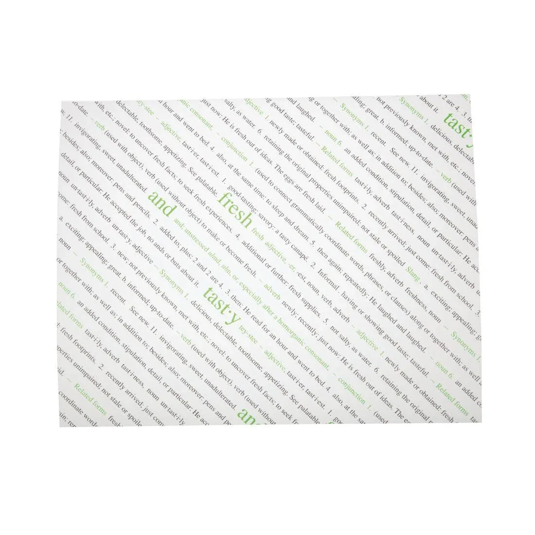 GK975 Greaseproof Paper Sheets Fresh and Tasty Print 255 x 203mm (Pack of 500) - JD Catering Equipment Solutions Ltd