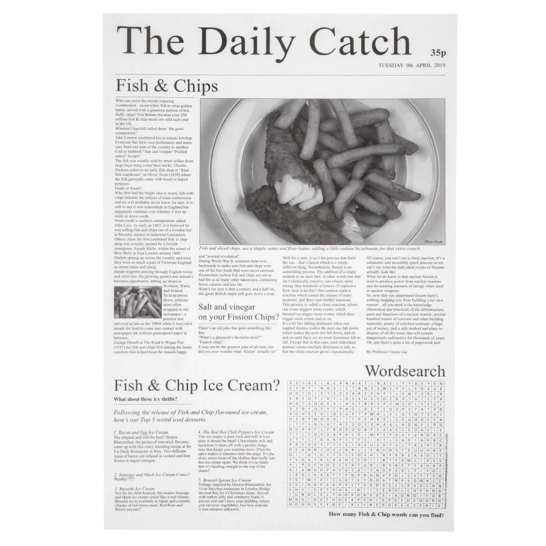 GF036 Greaseproof Paper Sheets Newspaper Print 270 x 420mm (Pack of 500) - JD Catering Equipment Solutions Ltd