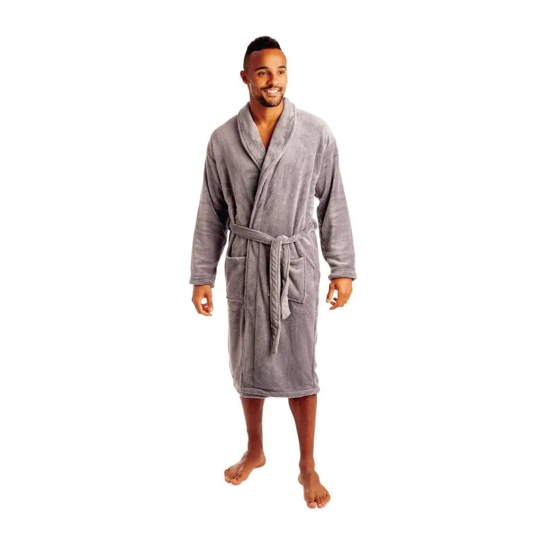 HD237 Comfort Vienna Bathrobe Grey - JD Catering Equipment Solutions Ltd