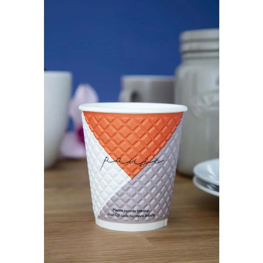 FB587 Huhtamaki Pause Disposable Coffee Cups Double Wall 225ml / 8oz (Pack of 925) - JD Catering Equipment Solutions Ltd