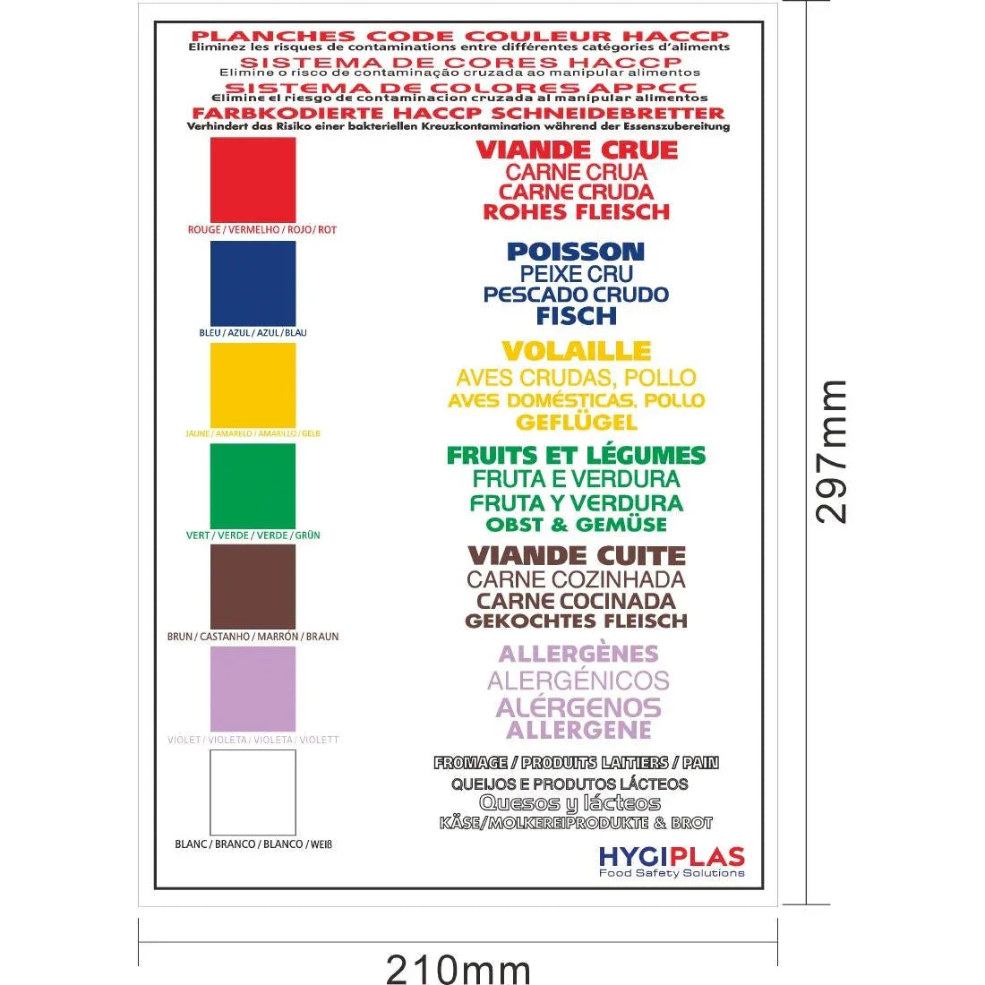J249 Hygiplas Colour Coded Wall Chart - JD Catering Equipment Solutions Ltd