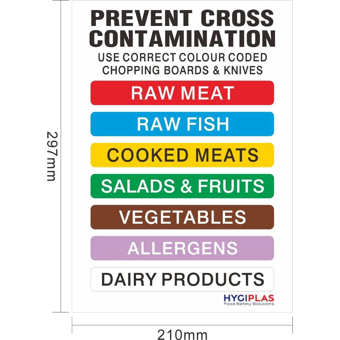 J249 Hygiplas Colour Coded Wall Chart - JD Catering Equipment Solutions Ltd