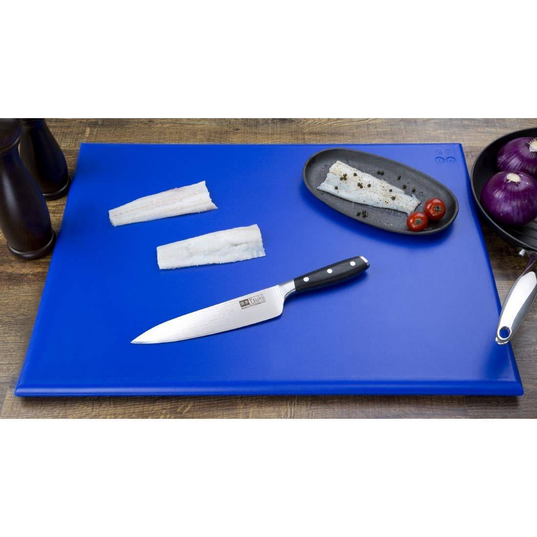 Hygiplas Extra Thick High Density Blue Chopping Board Large JD Catering Equipment Solutions Ltd