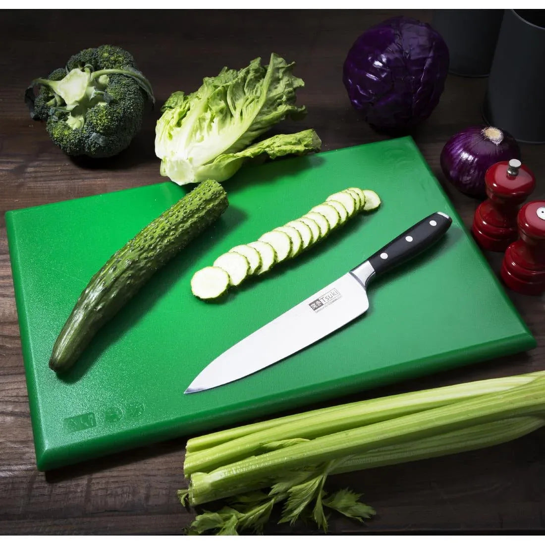 J037 Hygiplas Extra Thick High Density Green Chopping Board Standard - JD Catering Equipment Solutions Ltd