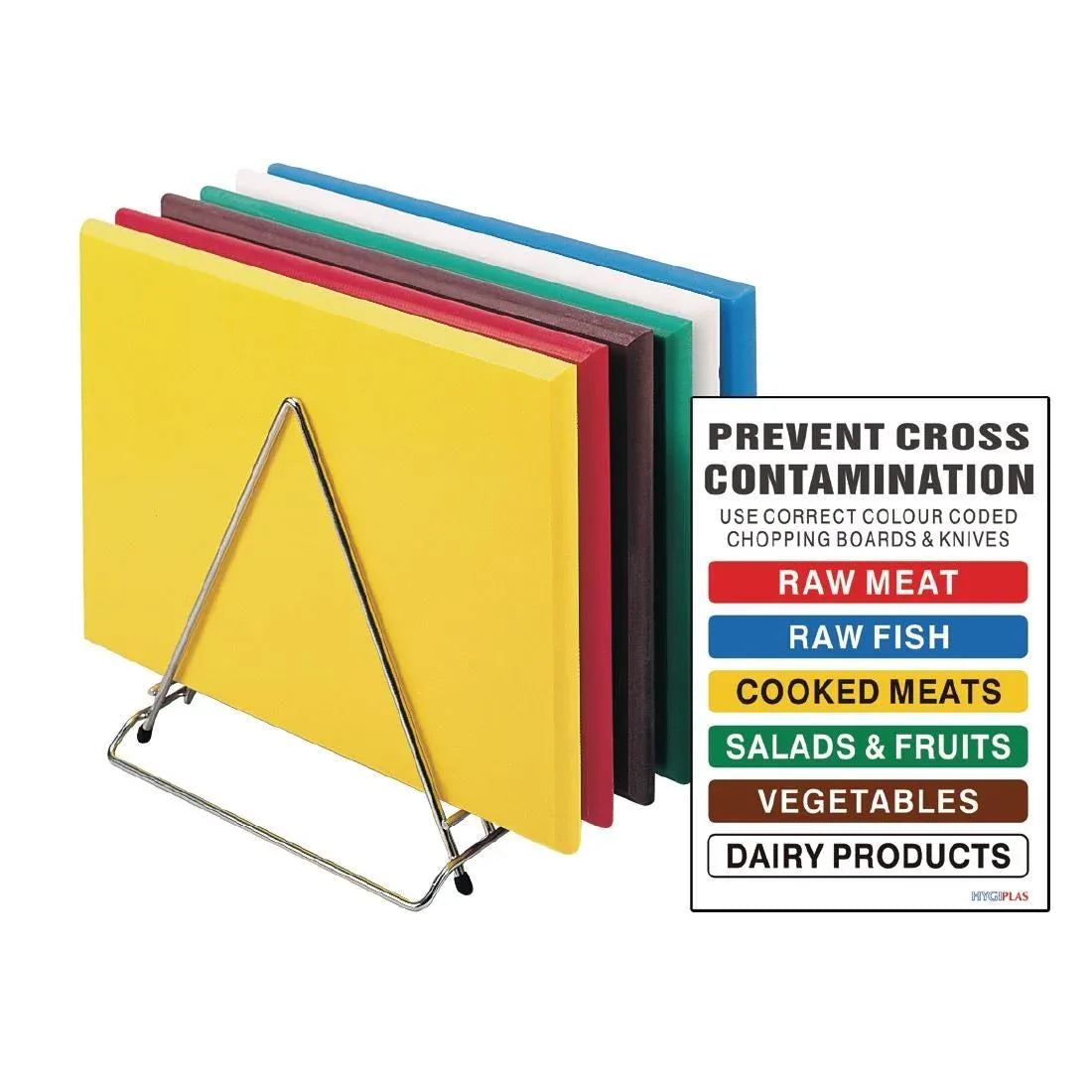 Hygiplas High Density Chopping Board Set with Rack 455x305x12mm (6 Pack) - JD Catering Equipment Solutions Ltd
