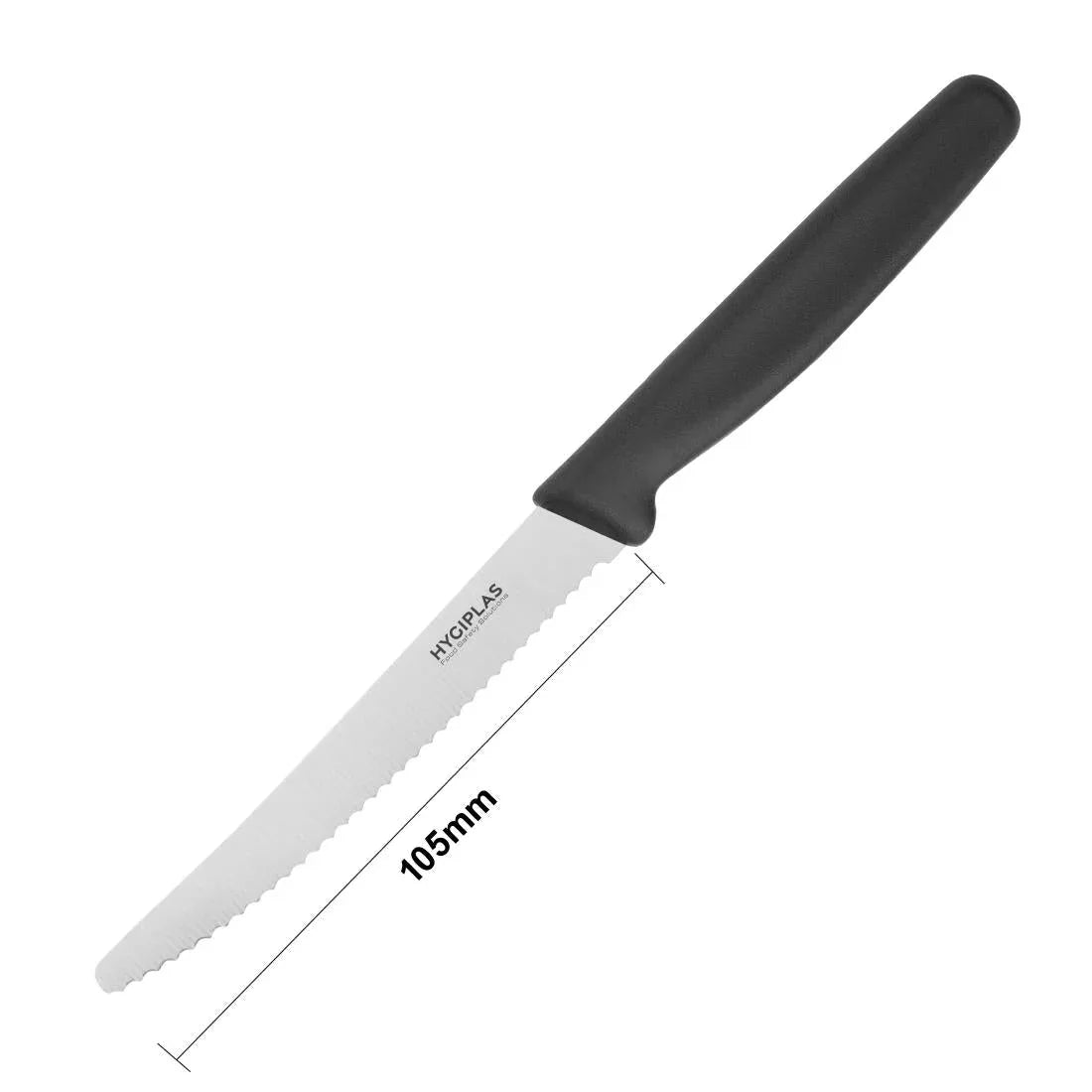 CF897 Hygiplas Serrated Tomato Knife Black 10cm - JD Catering Equipment Solutions Ltd