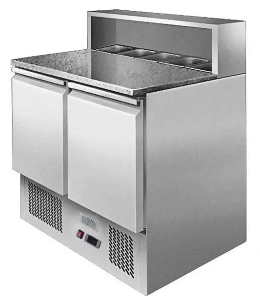 Ice-A-Cool ICE3831GR 2 Door Marble Top Saladette Prep Counter 300 Litres - JD Catering Equipment Solutions Ltd
