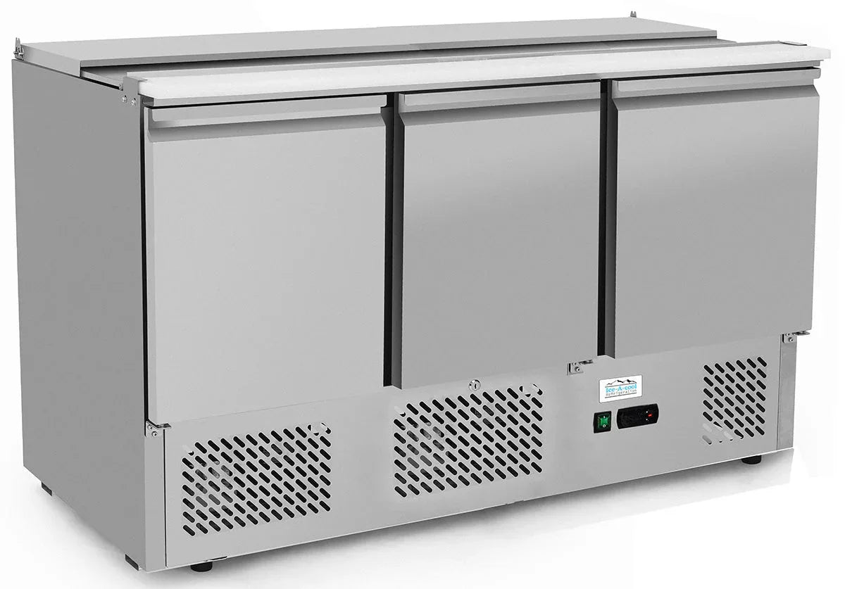 Ice-A-Cool ICE3850GR 3 Door Refrigerated Saladette Prep Counter 380 Litres - JD Catering Equipment Solutions Ltd