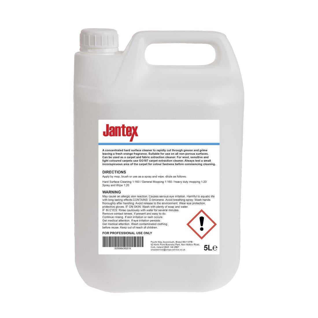 Jantex Citrus Kitchen Cleaner and Degreaser Concentrate 5Ltr (Single Pack) JD Catering Equipment Solutions Ltd