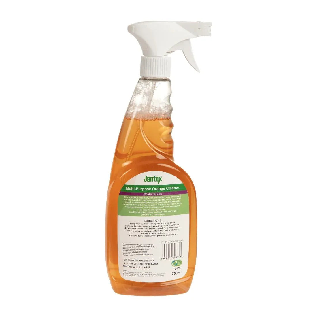 FS409 Jantex Green Orange Multipurpose Cleaner Ready To Use 750ml - JD Catering Equipment Solutions Ltd