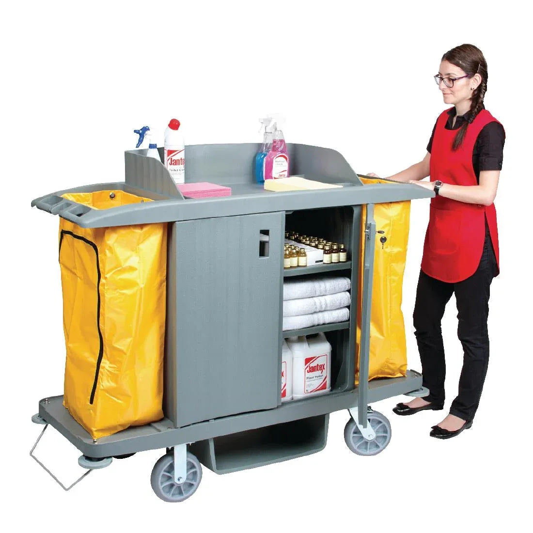 DL012 Jantex Housekeeping Trolley With Doors - JD Catering Equipment Solutions Ltd