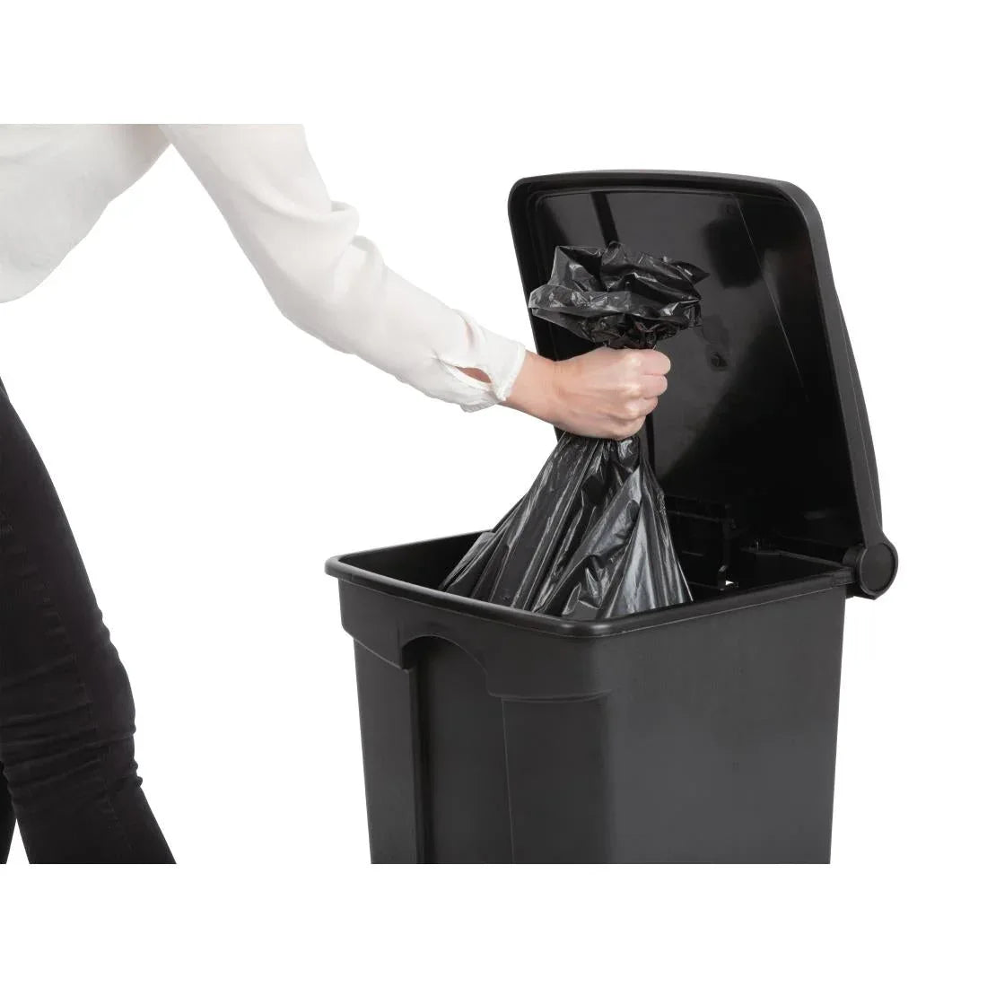 CW722 Jantex Kitchen Pedal Bin Black - JD Catering Equipment Solutions Ltd