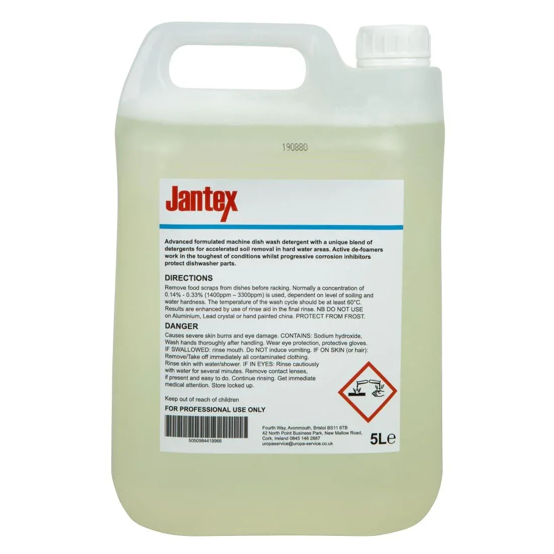 GM981 Jantex Pro Hard Water Dishwasher Detergent 5Ltr - JD Catering Equipment Solutions Ltd