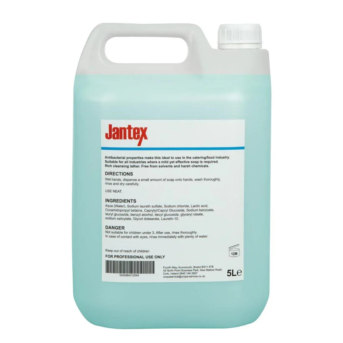 GC976 Jantex Unperfumed Antibacterial Liquid Hand Soap 5Ltr - JD Catering Equipment Solutions Ltd