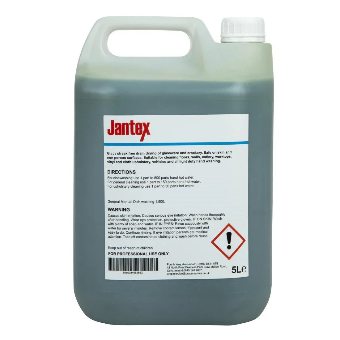 CF975 Jantex Washing Up Liquid Concentrate 5Ltr (Single Pack) - JD Catering Equipment Solutions Ltd