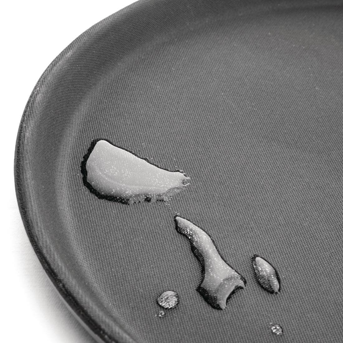 J845 Kristallon Fibreglass Round Non-Slip Tray Black 280mm - JD Catering Equipment Solutions Ltd