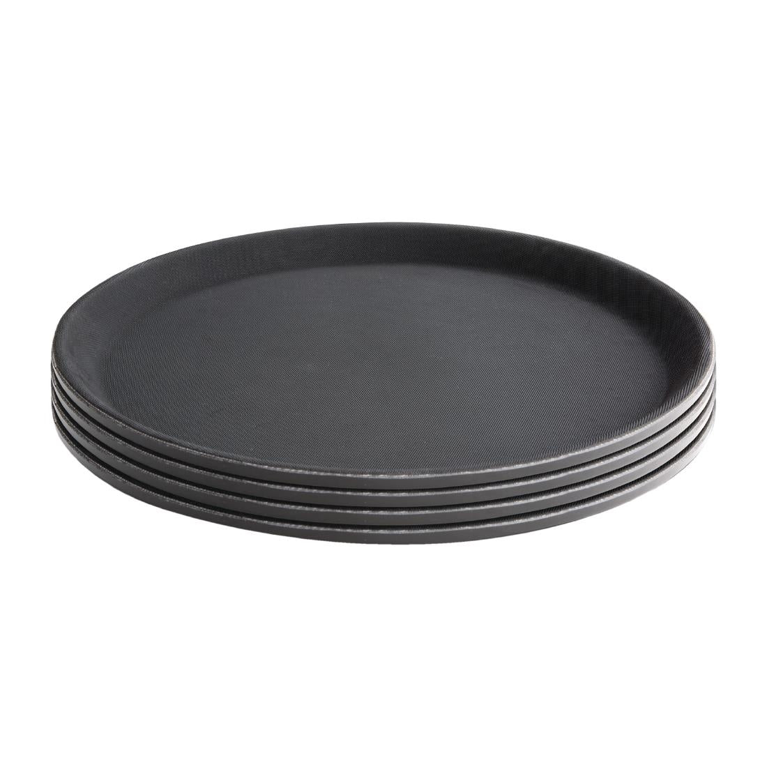 Kristallon Fibreglass Round Non-Slip Tray Black 356mm JD Catering Equipment Solutions Ltd