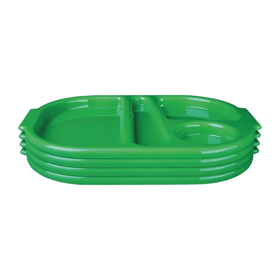 U040 Kristallon Large Polycarbonate Compartment Food Trays Green 375mm - JD Catering Equipment Solutions Ltd