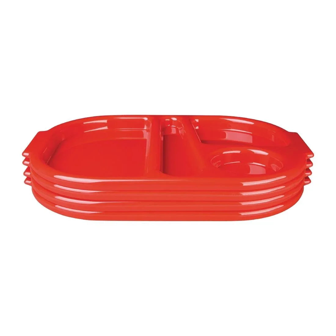 U037 Kristallon Large Polycarbonate Compartment Food Trays Red 375mm - JD Catering Equipment Solutions Ltd