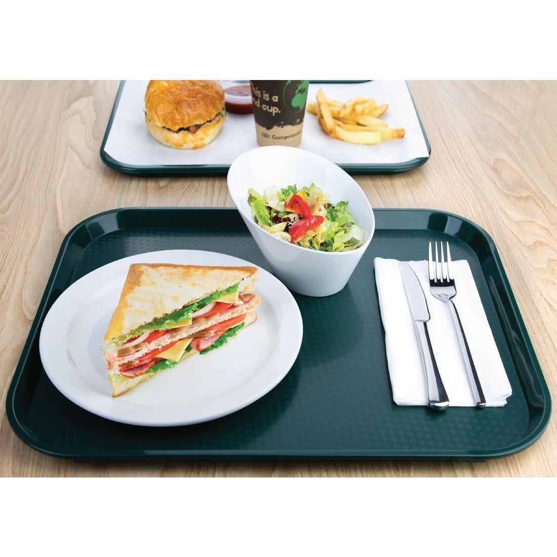 Kristallon Large Polypropylene Fast Food Tray Green 450mm JD Catering Equipment Solutions Ltd