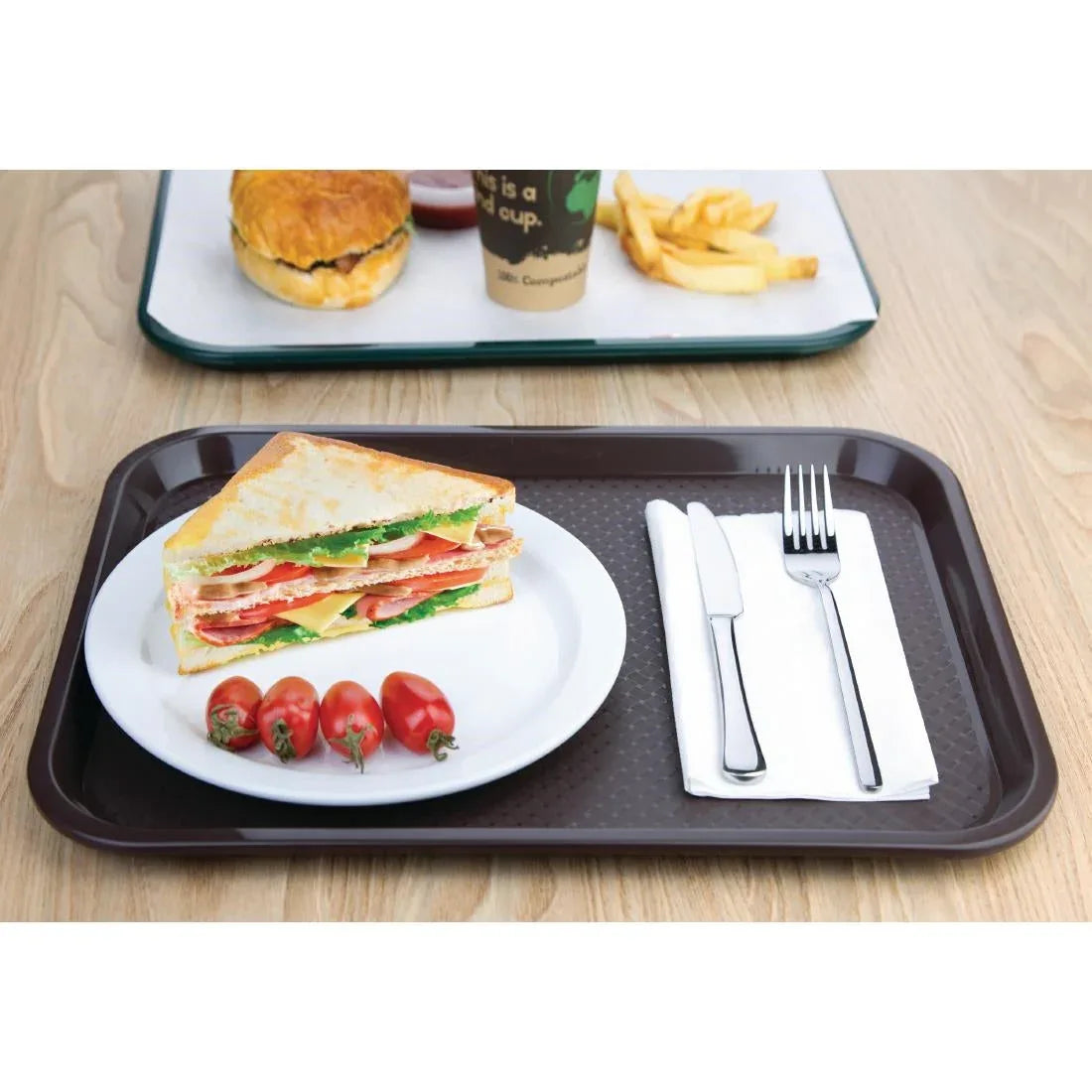 P503 Kristallon Medium Polypropylene Fast Food Tray Brown 415mm - JD Catering Equipment Solutions Ltd