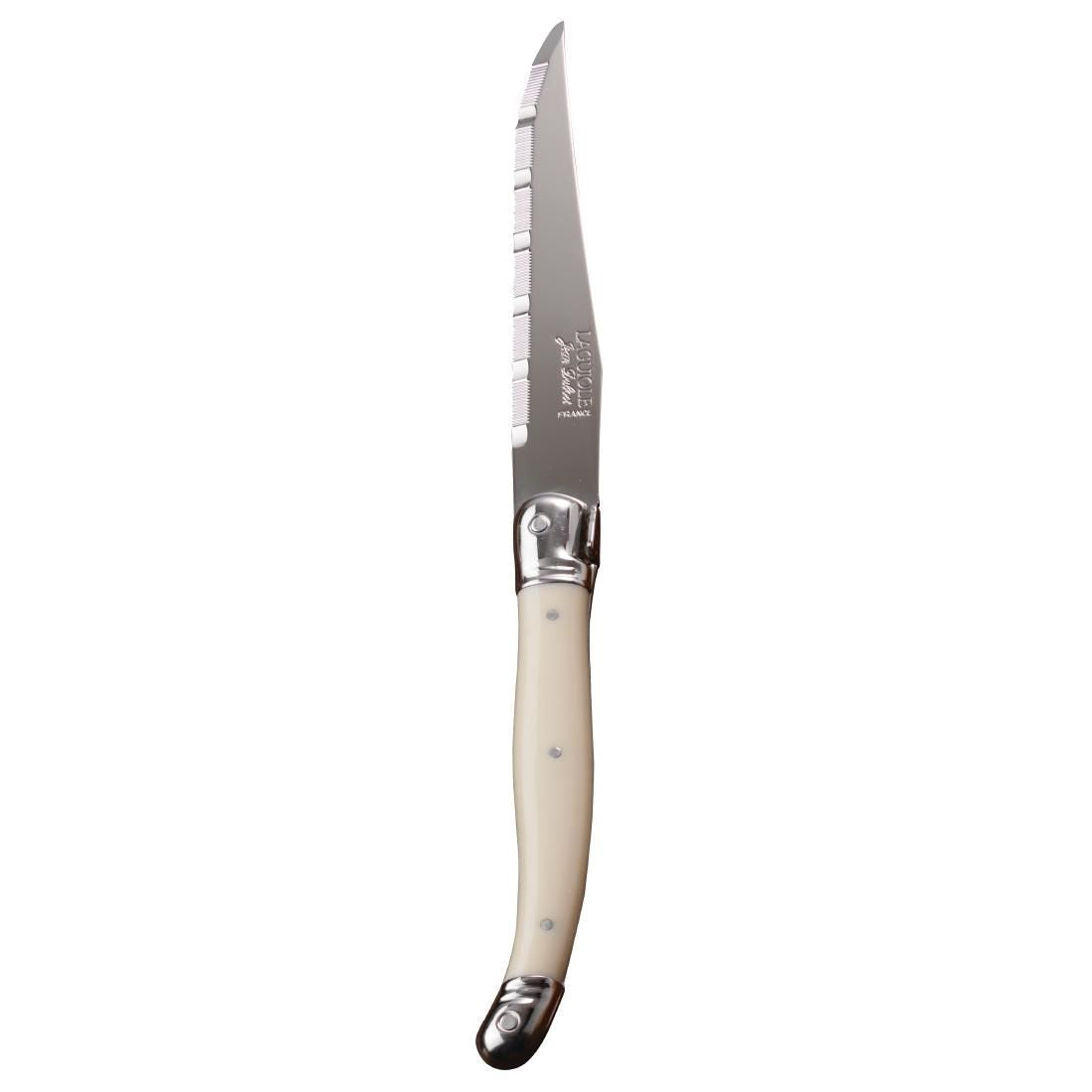 Laguiole Serrated Steak Knives Ivory Handle (Pack of 6) JD Catering Equipment Solutions Ltd