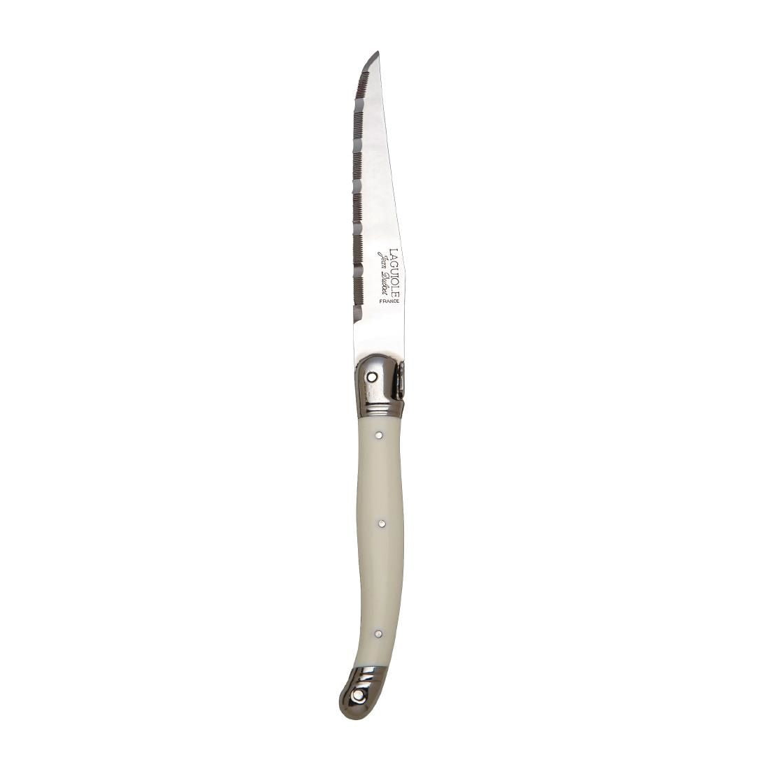 Laguiole Serrated Steak Knives White Handle (Pack of 6) JD Catering Equipment Solutions Ltd