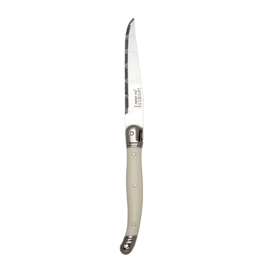 VV957 Laguiole Serrated Steak Knives White Handle (Pack of 6) - JD Catering Equipment Solutions Ltd