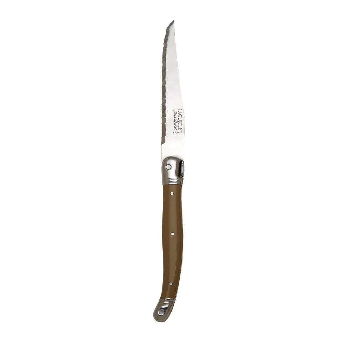 VV956 Laguiole Steak Knife Toupe Handle Serrated 1.2mm Blade (Pack of 6) - JD Catering Equipment Solutions Ltd