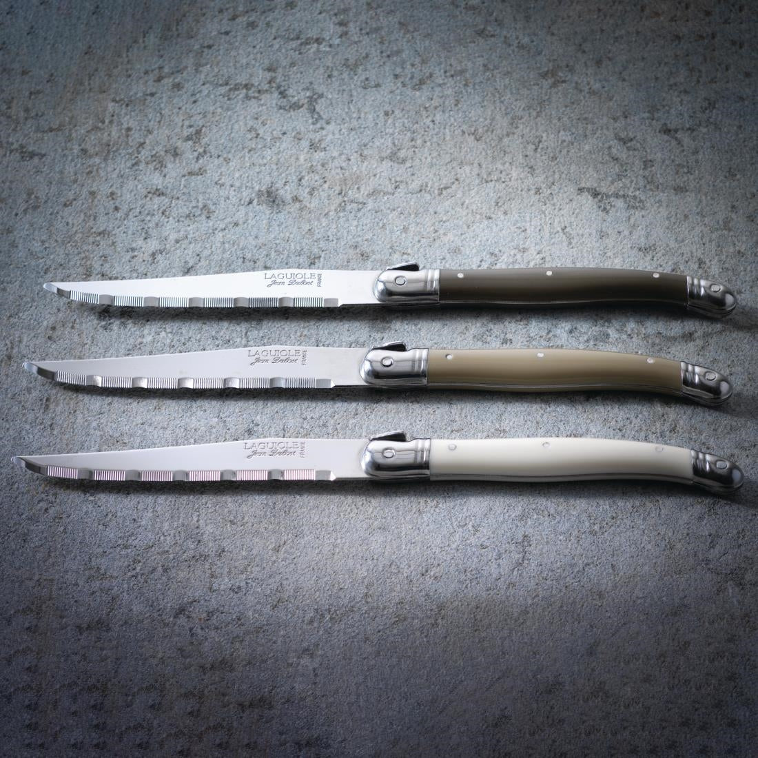 Laguiole Steak Knife Toupe Handle Serrated 1.2mm Blade (Pack of 6) JD Catering Equipment Solutions Ltd