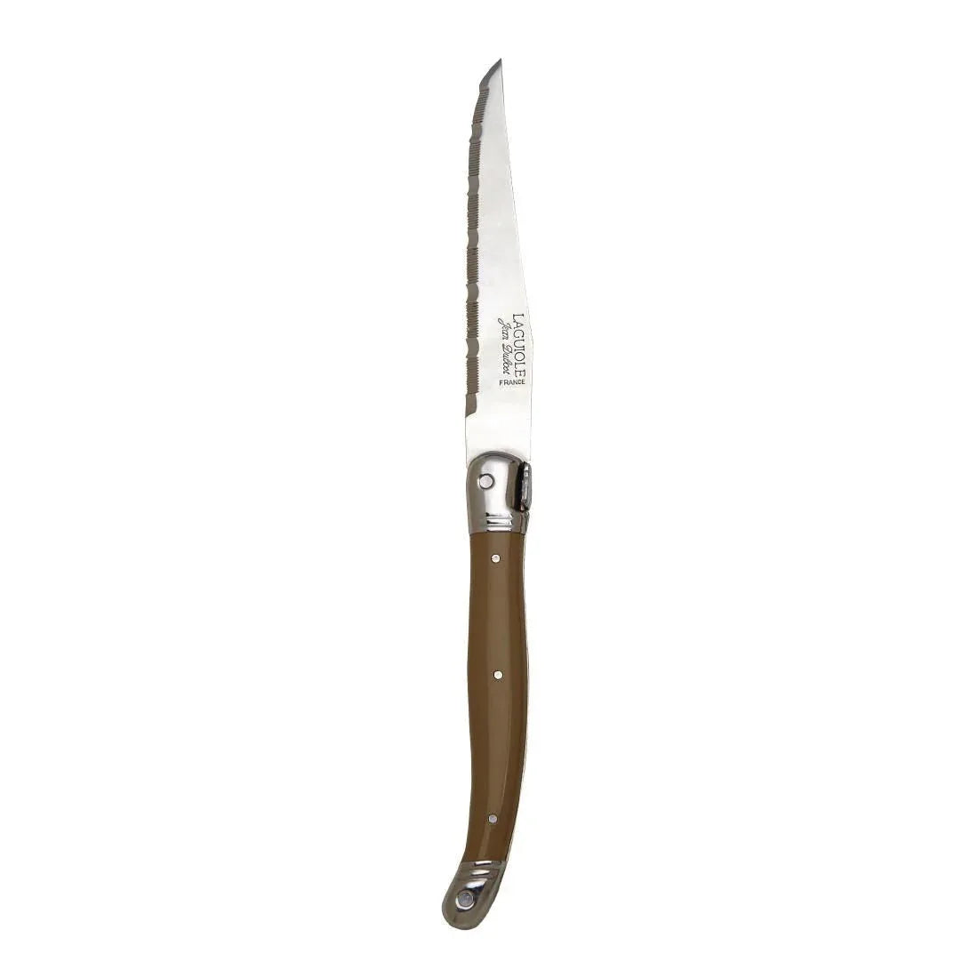 VV956 Laguiole Steak Knife Toupe Handle Serrated 1.2mm Blade (Pack of 6) - JD Catering Equipment Solutions Ltd